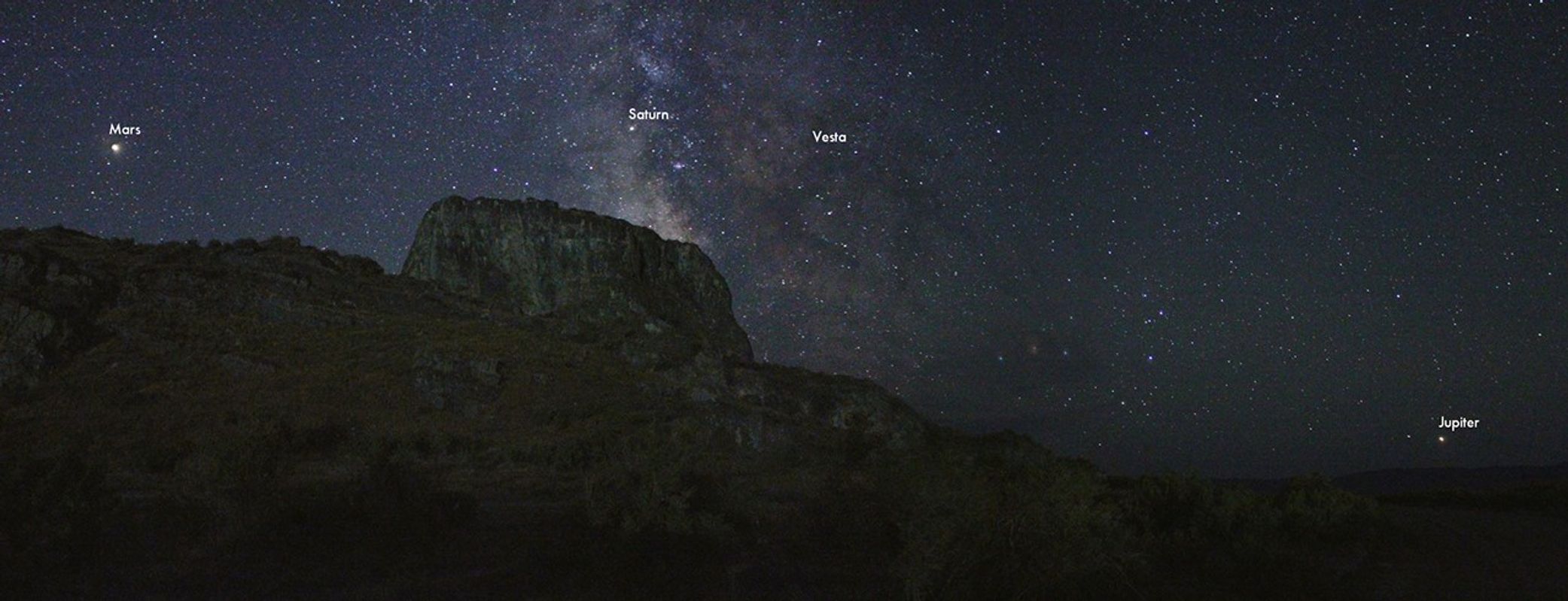 labeled planets in photo of night sky