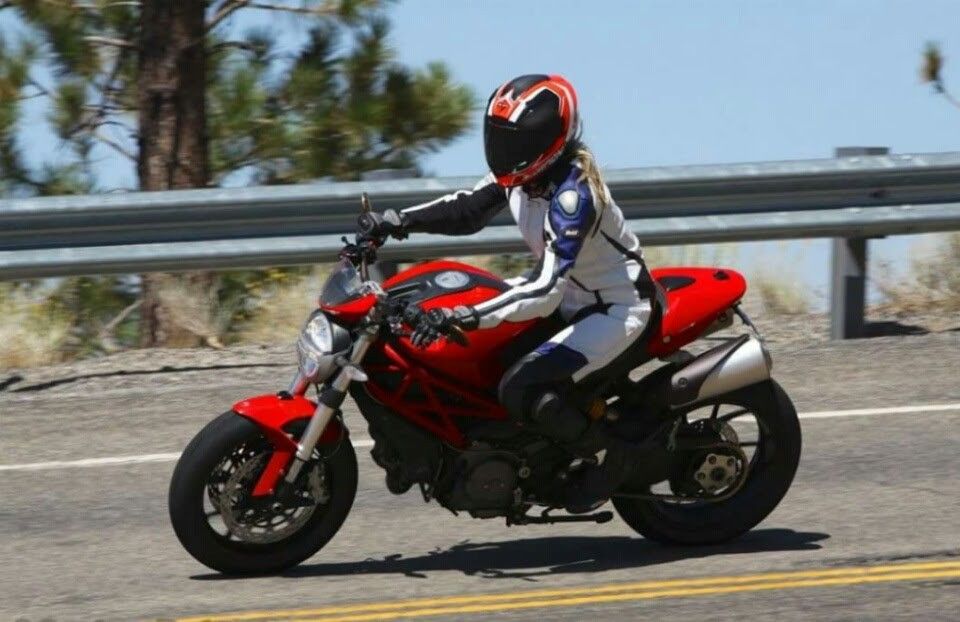 Olya on her motorcycle