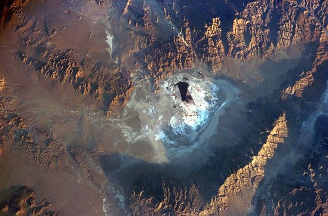 lake and mountains from above