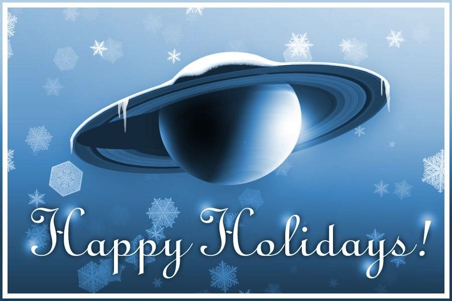 Illustration of snow-covered Saturn