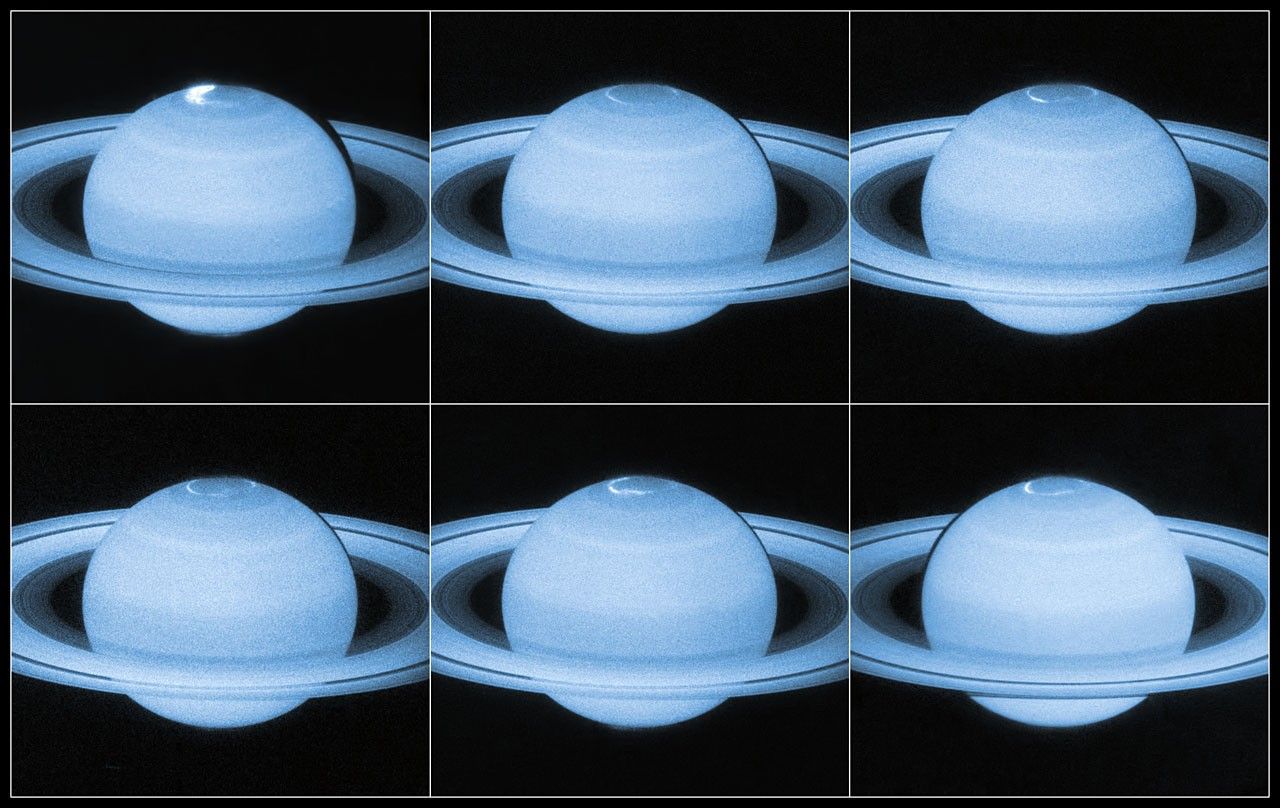 Auroral Lights at Saturn’s North Pole