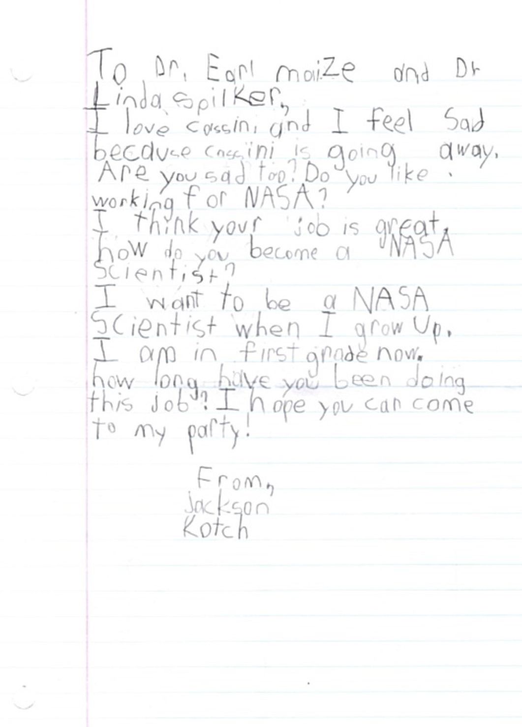 Jackson's letter