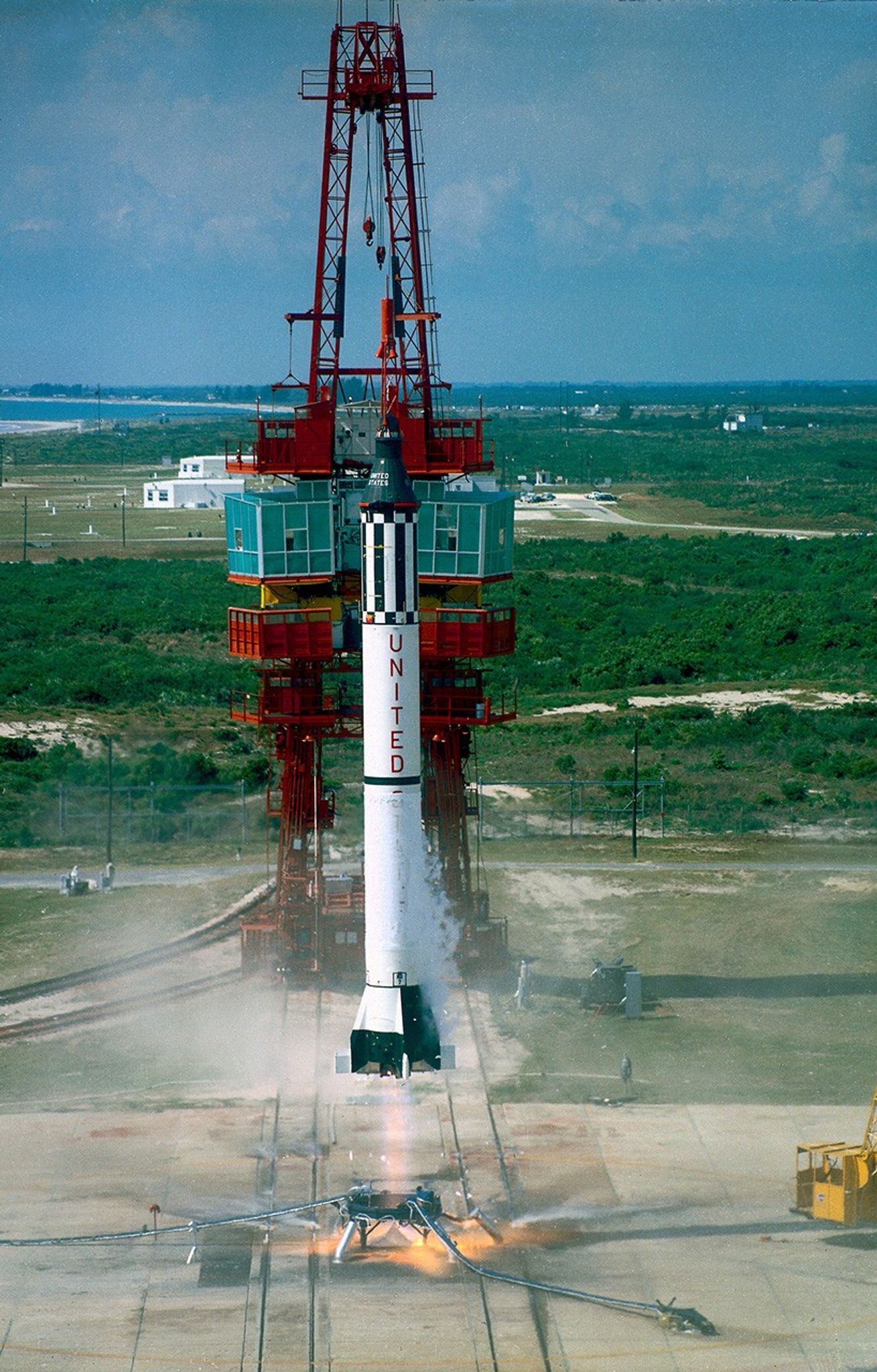 Rocket launches from Florida launch pad.