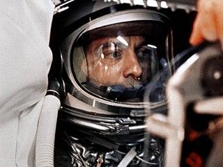 Alan Shepard in his Mercury capsule.