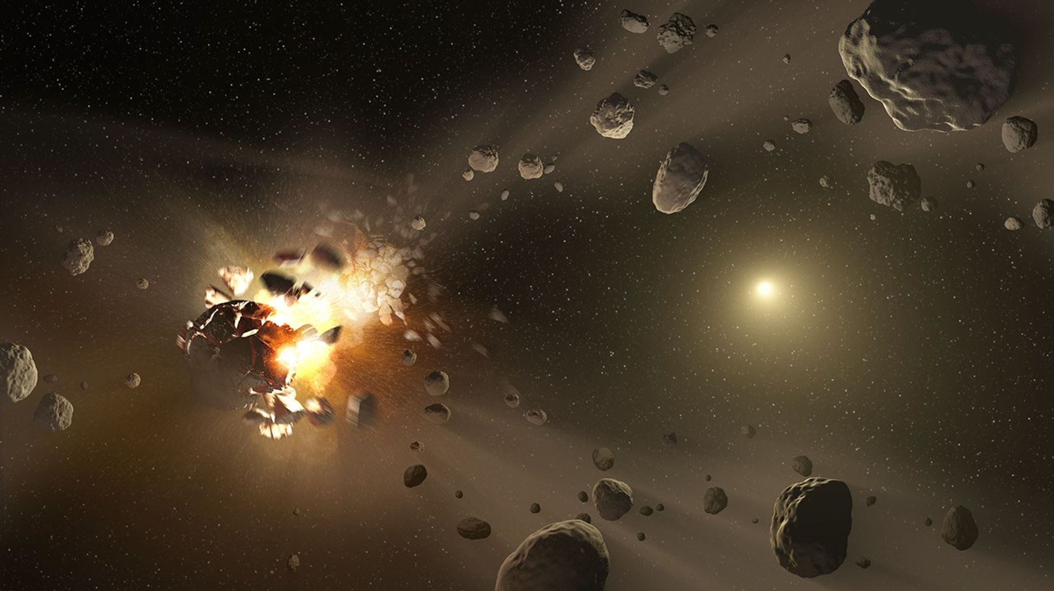 shattered boulders in space