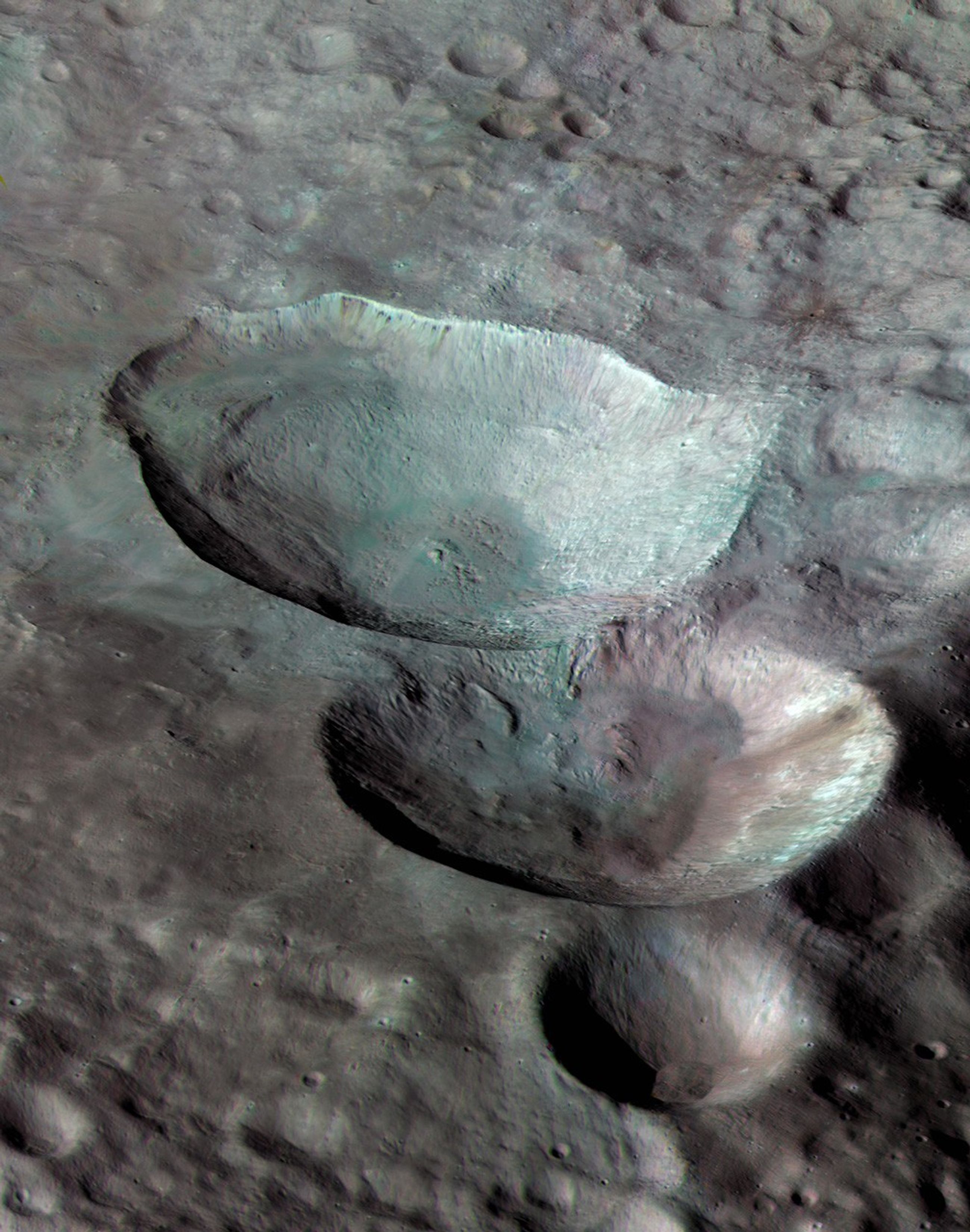 Snowman-shaped series of three impact craters.