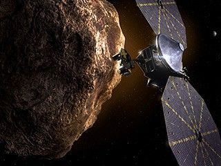 Artists concept of spacecraft at asteroid
