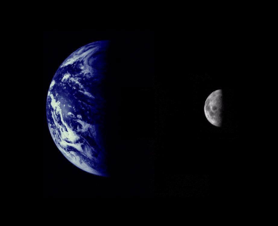 earth and moon in space
