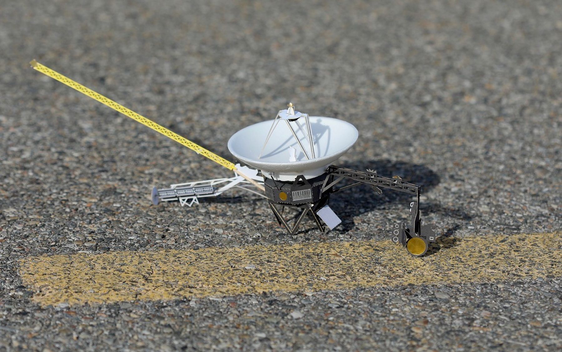 spacecraft model on concrete