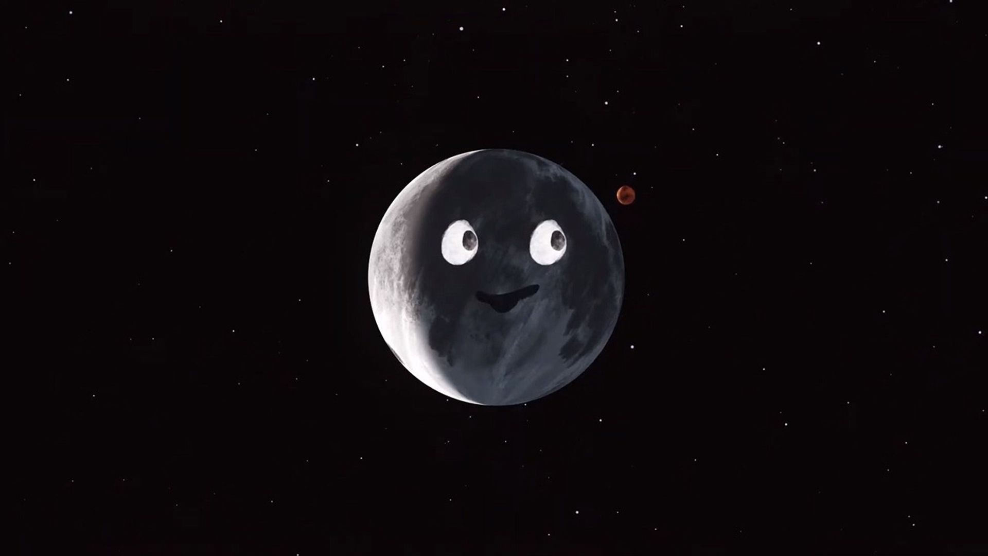 cartoon of Mars near Moon