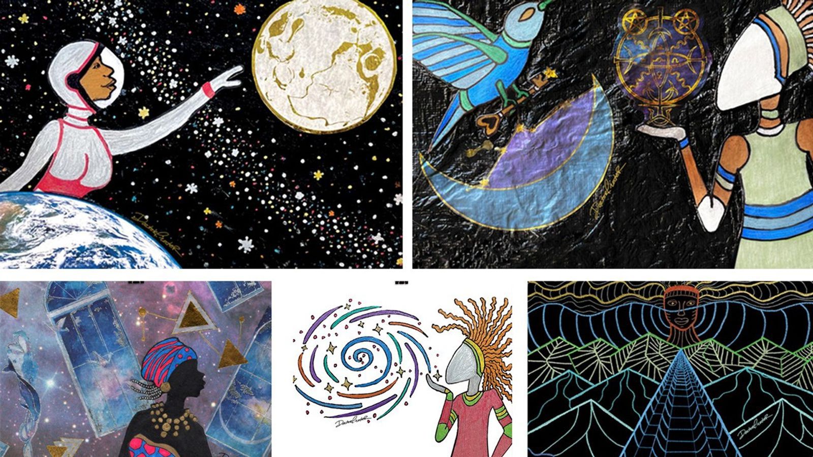 Collage of art pieces by Sian Proctor