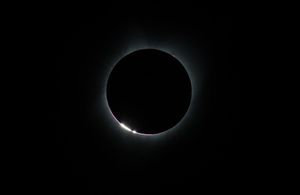 Sunlight passes through the Moon’s rugged terrain creating the Baily’s Beads effect during the total solar eclipse on Aug. 21, 2017