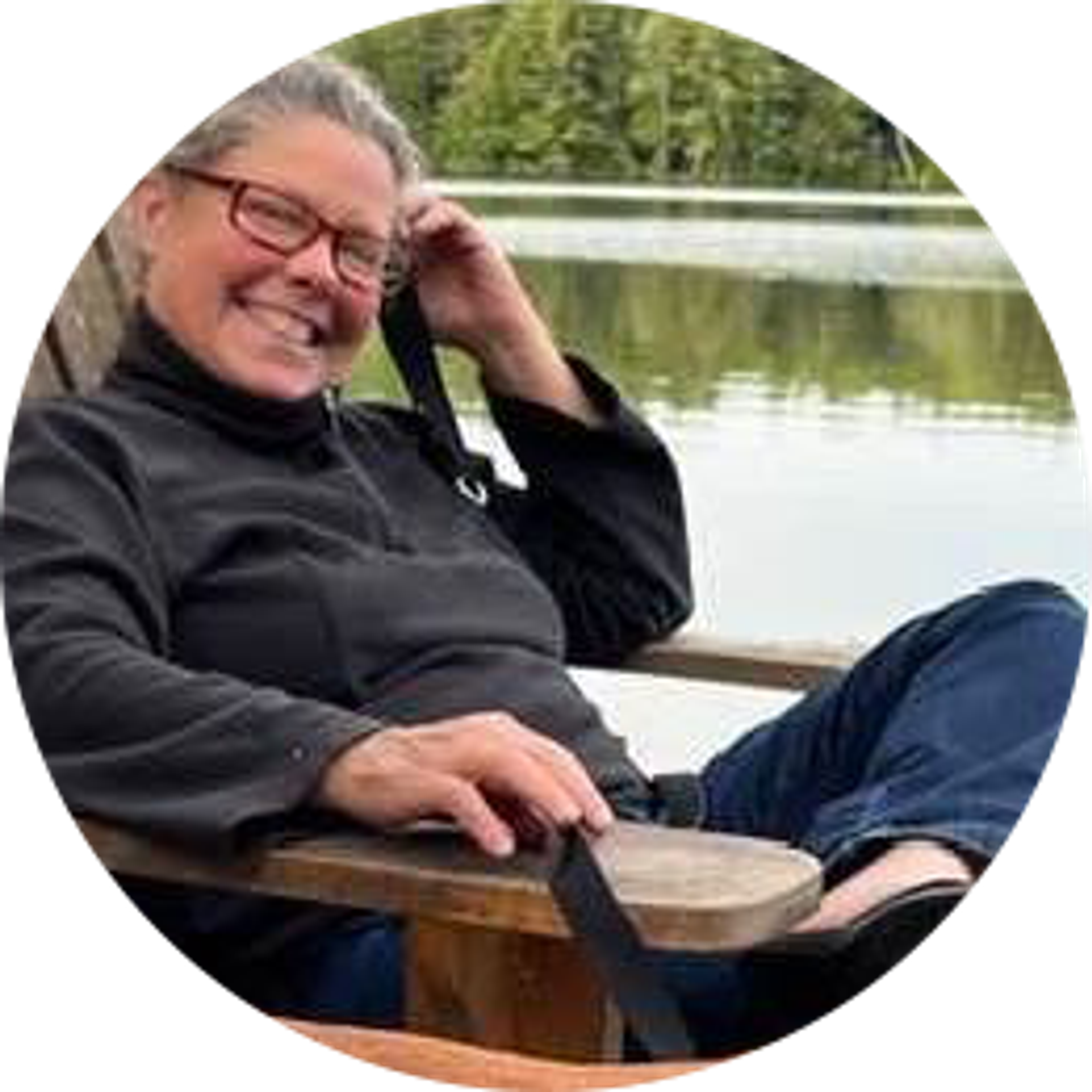 Leigh Peake on a dock.